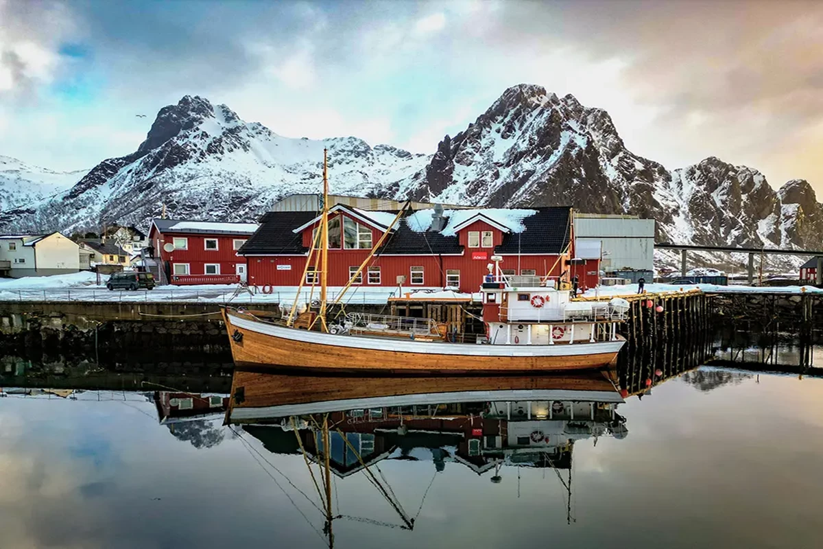 fishing boat in nordic wilderness