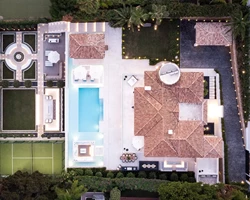 A drone shot of a Antima home 