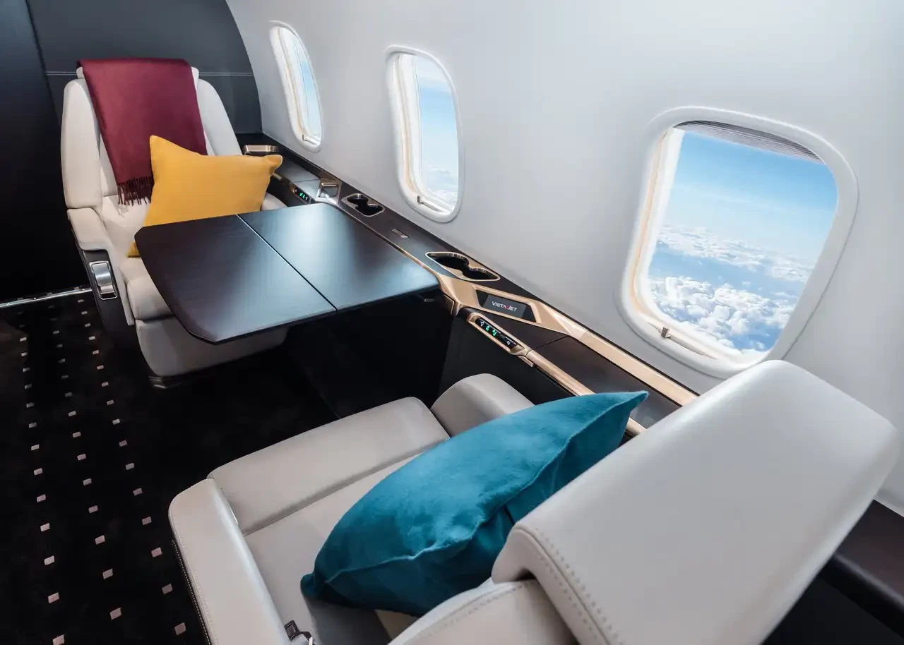 A VistaJet cabin, which is specifically designed for comfort and tranquility.