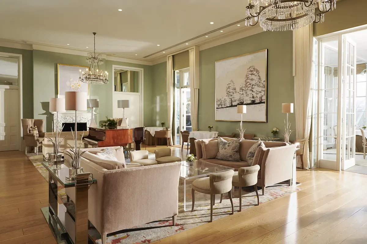 The drawing room at coworth park